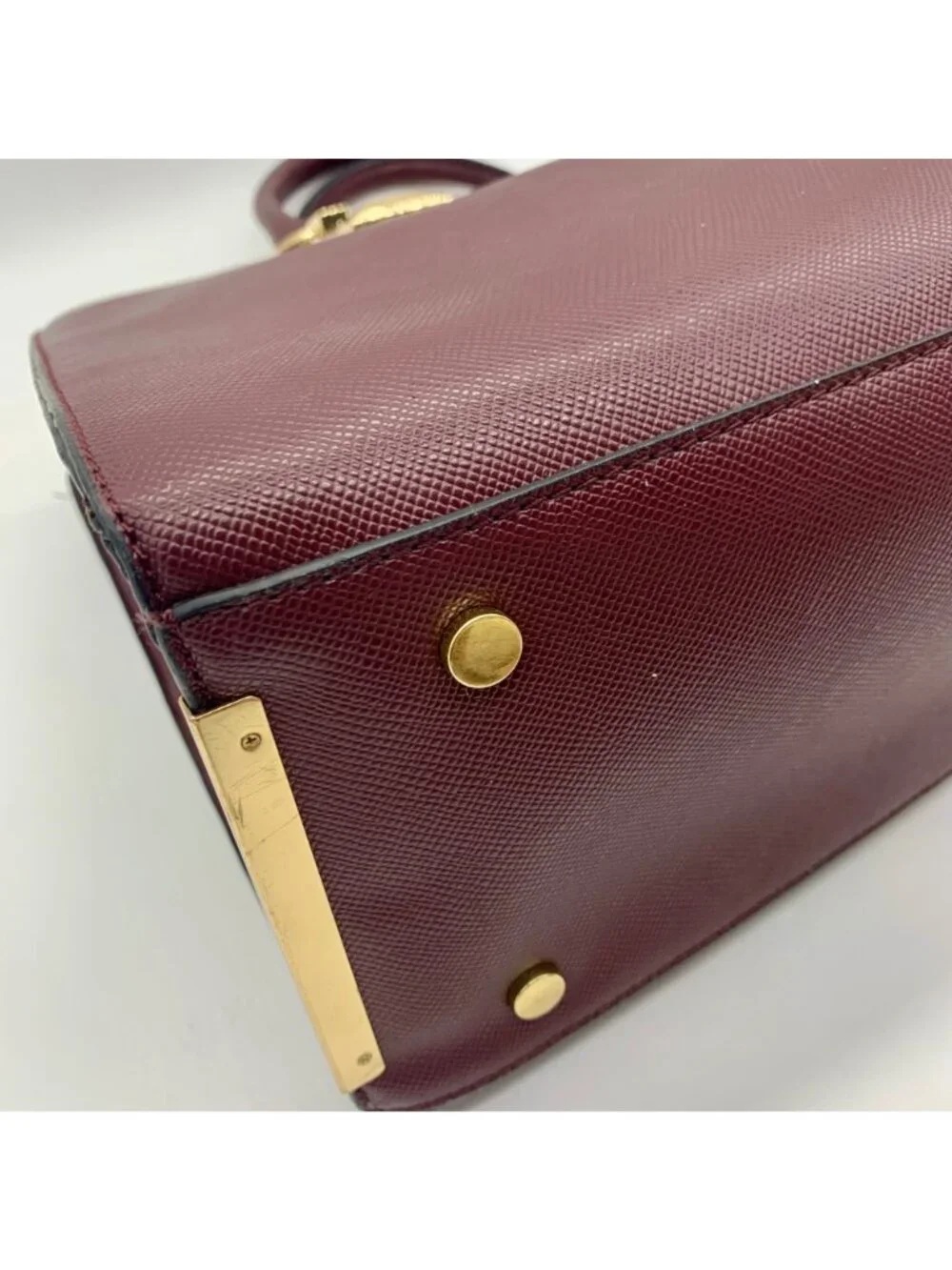Aldo Burgundy Structured Saffiano Faux Leather Satchel Bag